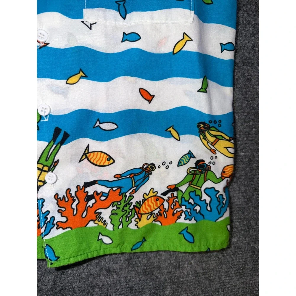 Vintage 80s OshKosh BGosh Scuba Diver Ocean Fish Shirt USA Made Boys Size 10